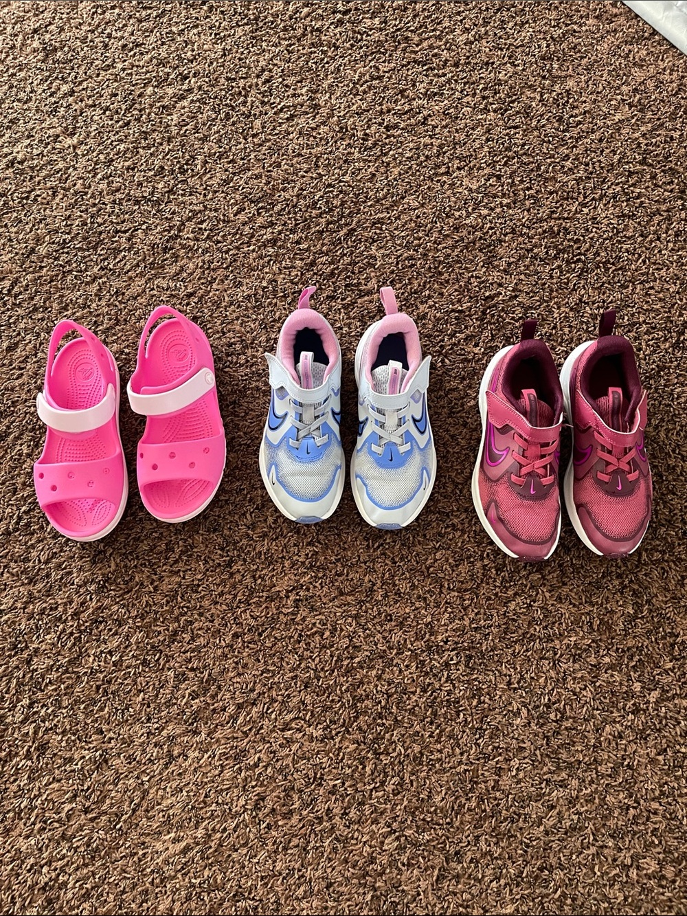 Girls nikes and crocs